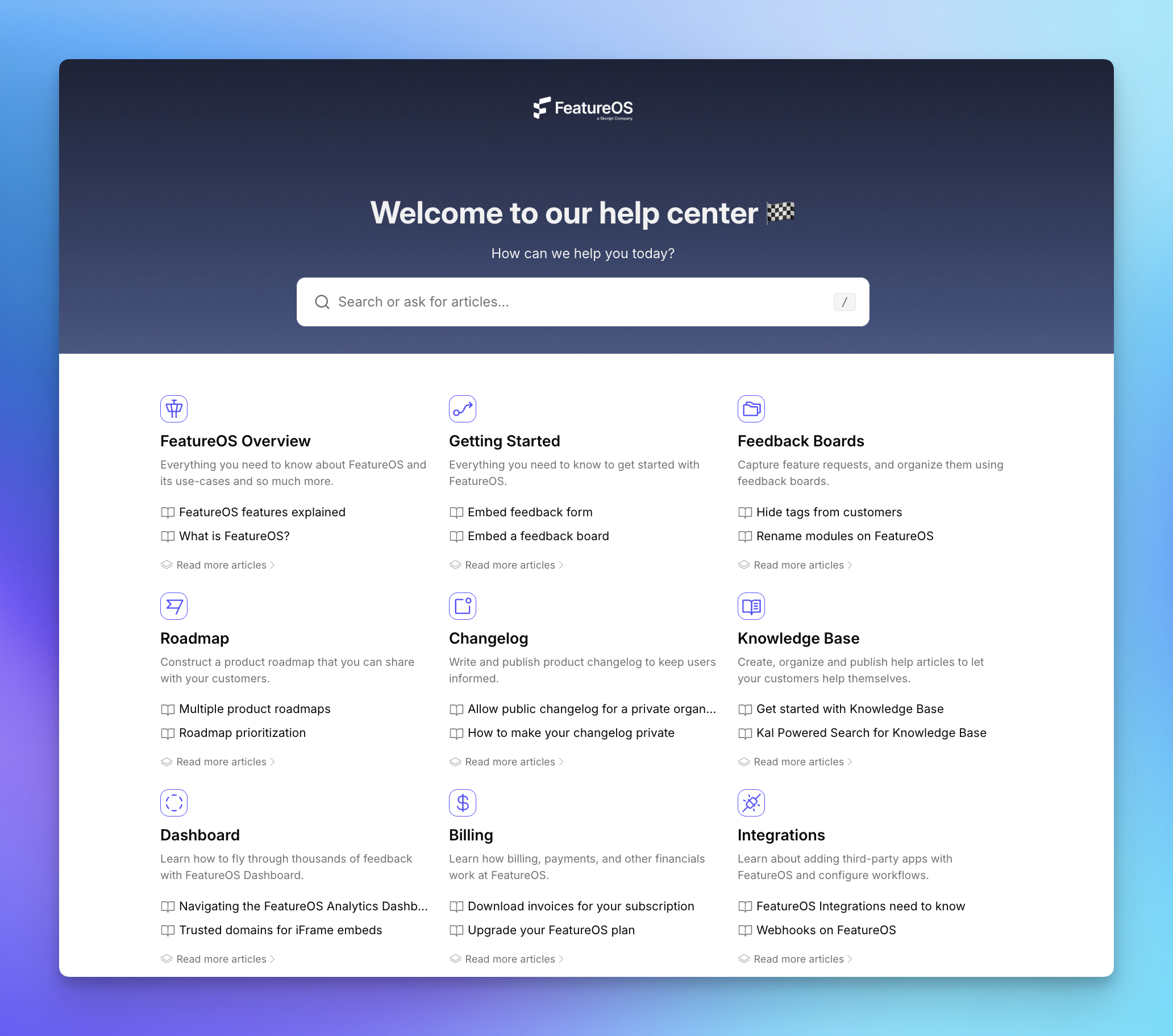 Self Service Knowledge Base by FeatureOS