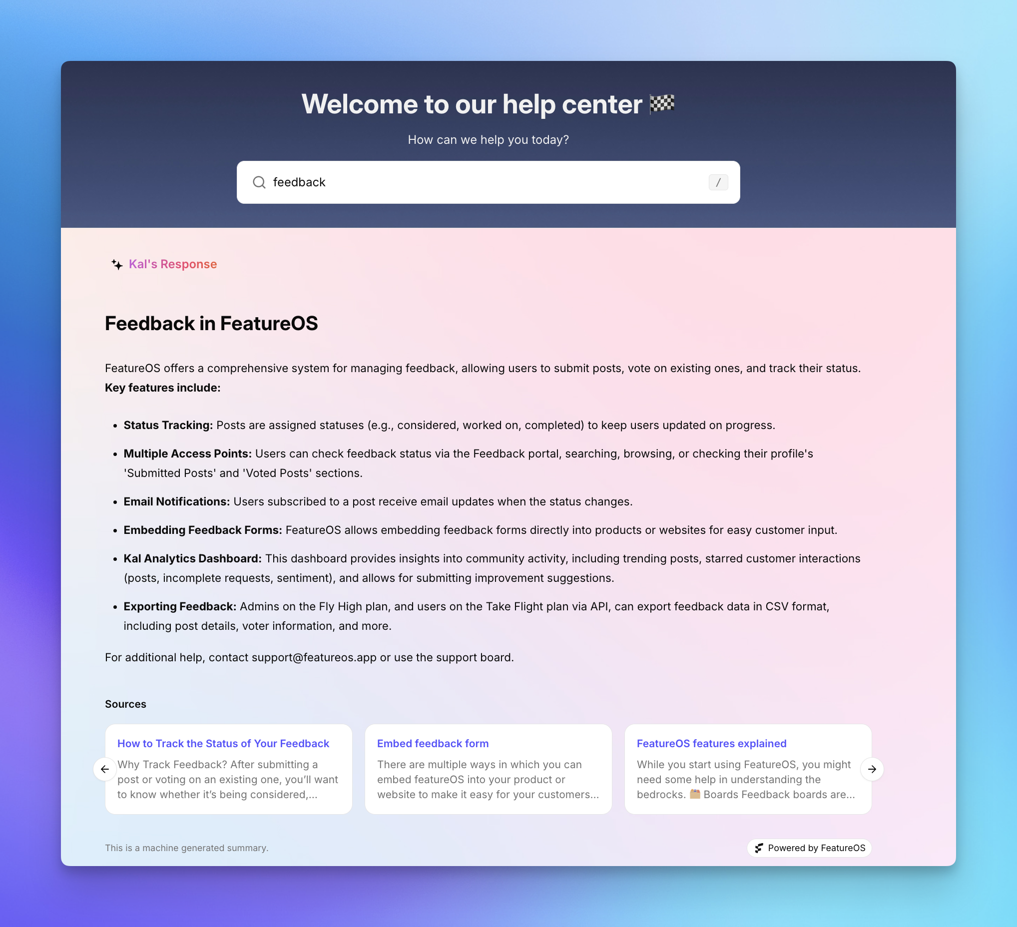 Vector Search option with FeatureOS Knowledge Base